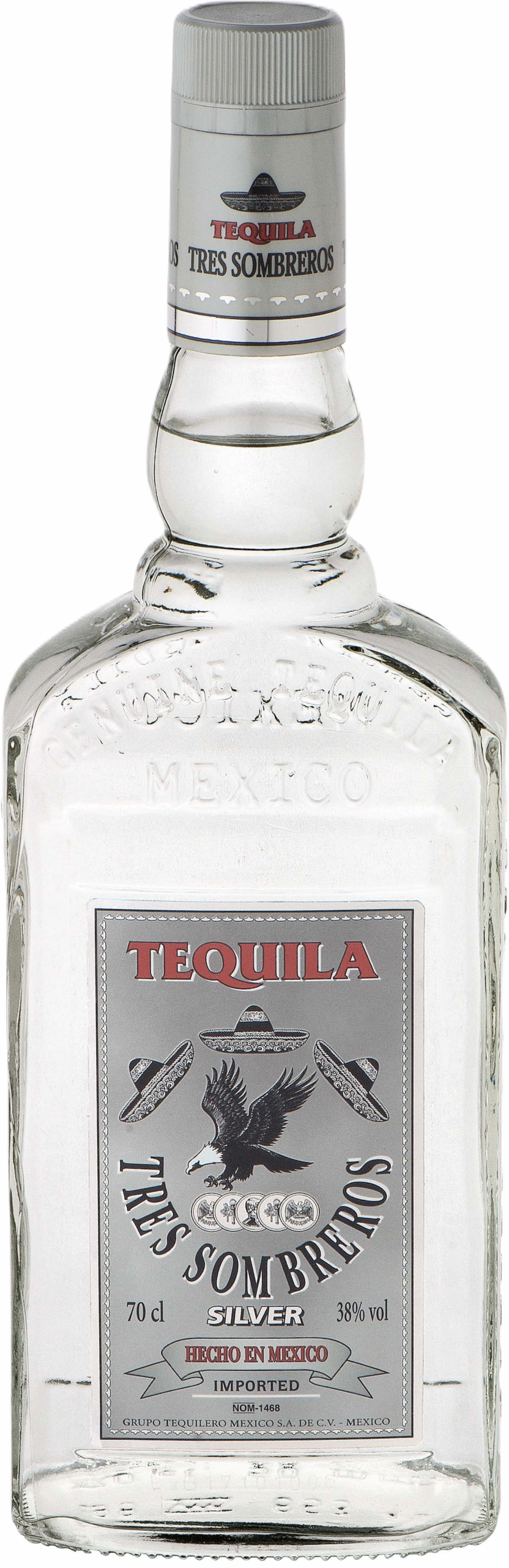 Tequila Tres Sombreros Silver 38% 0,7L