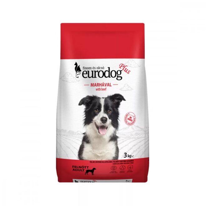 EuroDog Plus Koeratoit täiskasvanud koerale veiselihaga 3kg