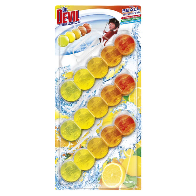Dr. Devil WC-värskendaja Lemon Fresh 3x35g