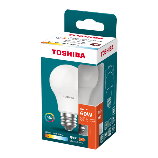 Toshiba LED 8W(60W) E27 soe valge A60 matt 806lm