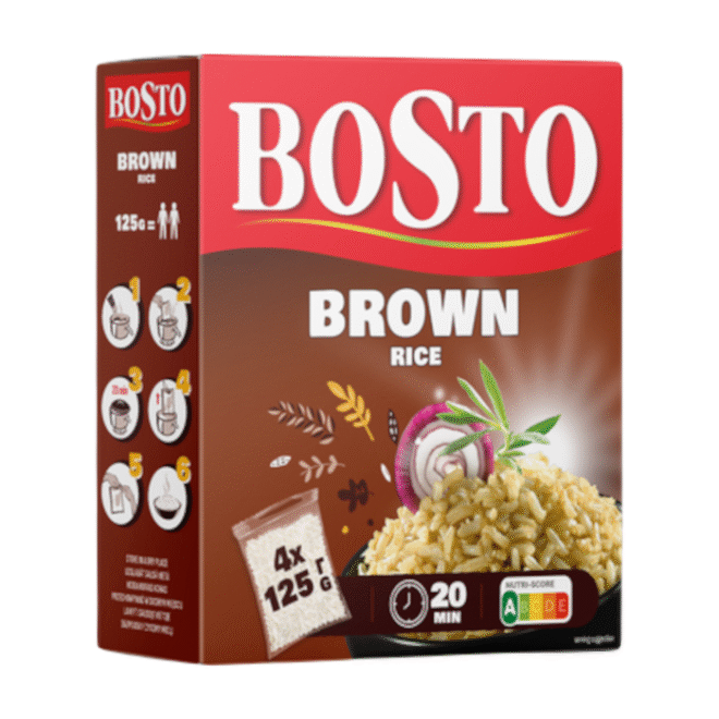 Pruun riis 4 x 125 g, BOSTO, 500 g