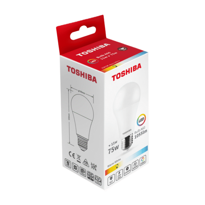 Toshiba LED 11W (75W) E27 soe valge A60 matt 1055lm