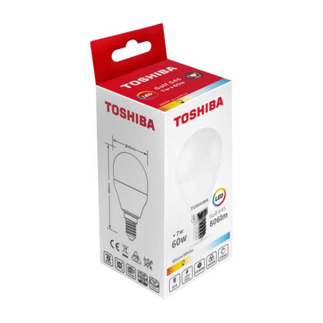 Toshiba LED 7W (60W) E14 soe valge G45 matt lühter 806lm