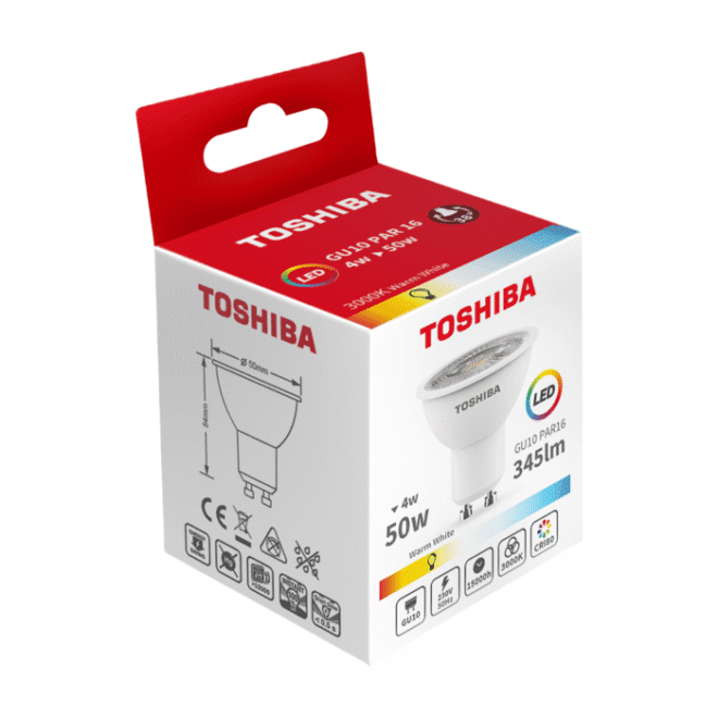 Toshiba LED 4W (50W) GU10 soe valge 345lm