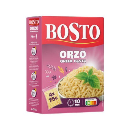 Orzo pasta, BOSTO, 4x75g