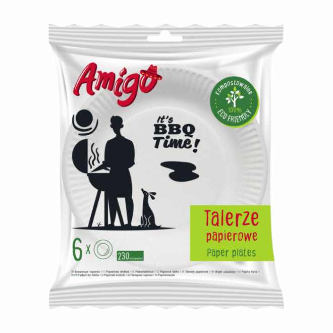 AMIGO Ühekordselt kasutatavad pabertaldrikud 230mm 6tk