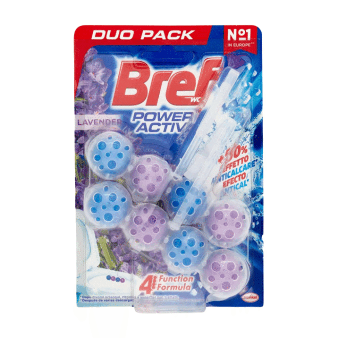 Bref Power Aktiv WC-värskendaja Lavendel 2x50g