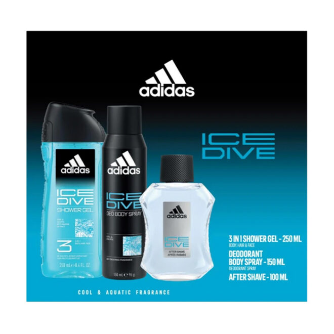 Adidas Kinkekomplekt Ice Dive lõhn 100ml+ deodorant 150ml+ dušigeel 3in1 250ml
