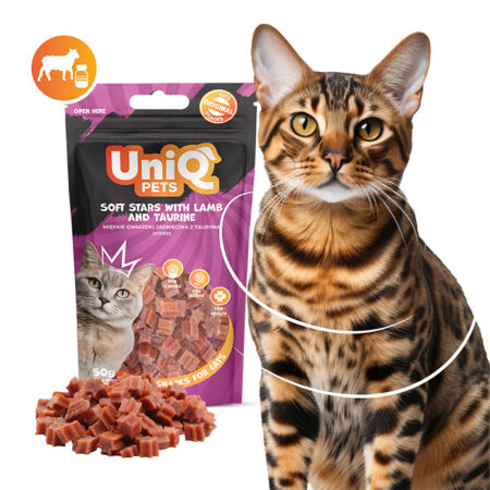 UNIQ PETS kassisnäkid MIMI 50g pehmed tähed lambaliha ja tauriiniga