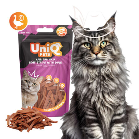 UNIQ PETS kassisnäkid MIMI 50g juukseid- ja nahka hooldavad pehmed ribad pardiga