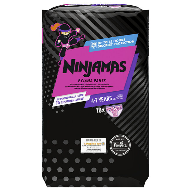 Pampers Ninjamas Püksmähkmed Night 4-7a. roosad 10tk