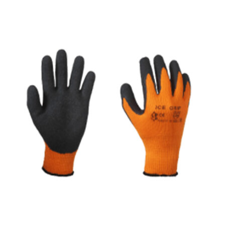 Soojad oranzid töökindad kootud akrüülist kummipeopesaga - 10