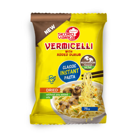 Лапша киви из муки твердых сортов "Скороварка" с курицей и грибной приправой 75г