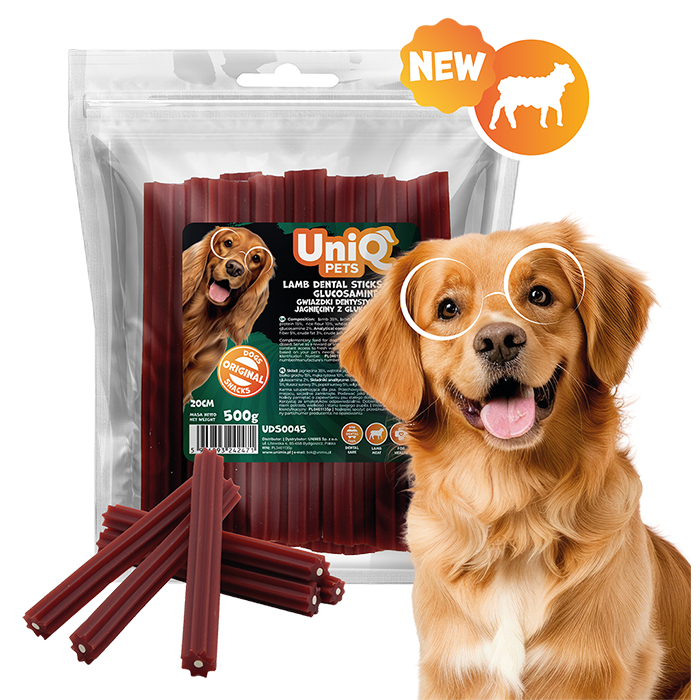 UNIQ PETS koerasnäkid lambaliha hambapulgad glükoosamiiniga 20cm 500g