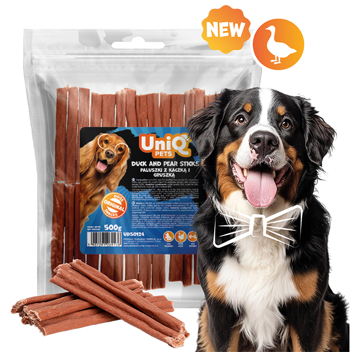 UNIQ PETS koerasnäkid pardi- ja pirnipulgad 500g