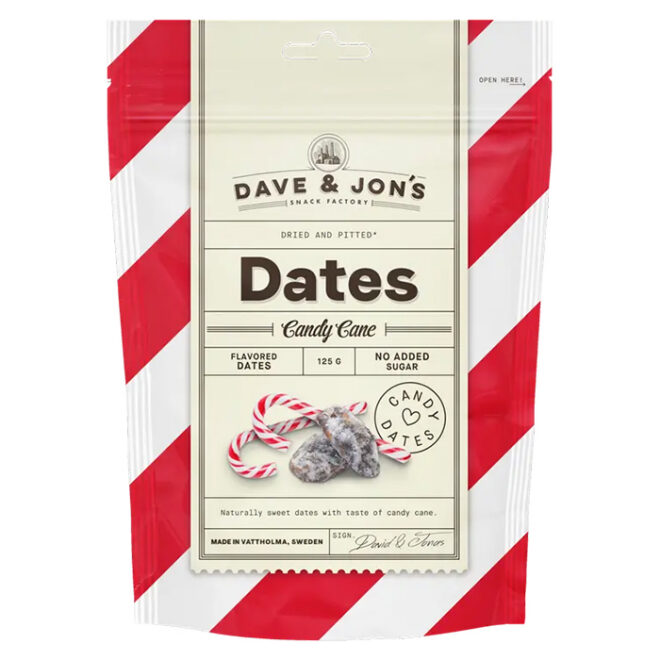 Dave & Jon's maitsestatud datlid "Candy Cane" 125g