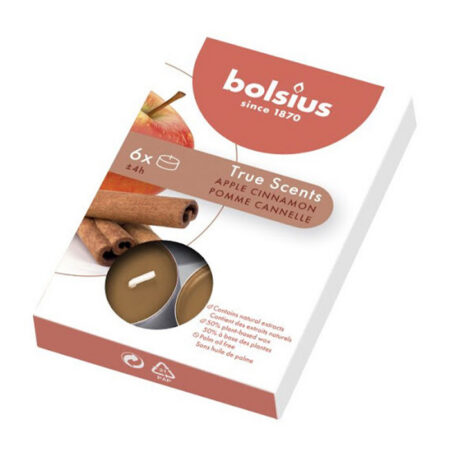 6 ароматических чайных ламп в коробке 4ч, яблоко/корица True