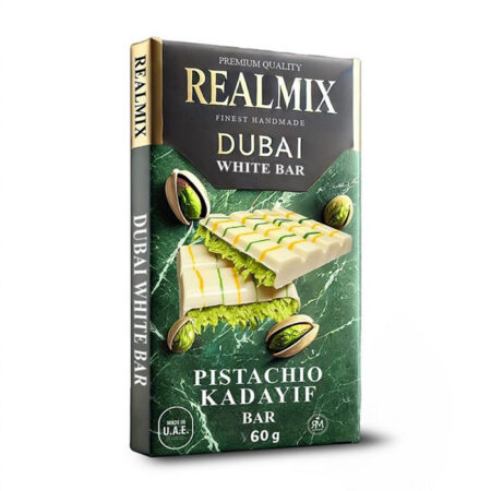 RealMix Dubai White Bar pistaatsiapähkli-kadayifi täidisega šokolaadibatoon 100g