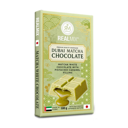 RealMix Dubai Matcha pistaatsiapähkli-karamelli täidisega šokolaadibatoon 100g